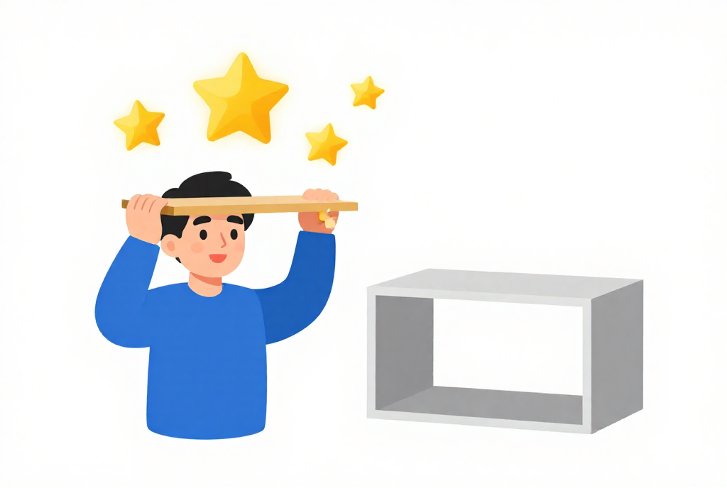 自分で組み立てた棚に高い価値を感じるイケア効果のイラスト