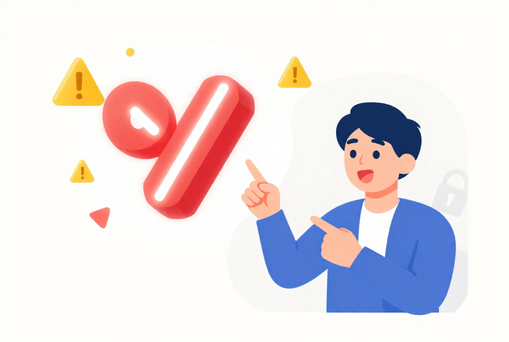 割引情報に注意を奪われ注意書きを見落とす消費者のイラスト