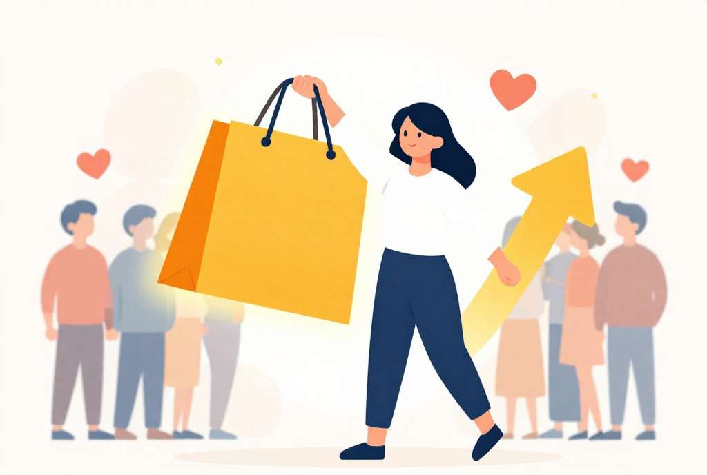 高価格ほど欲しくなるヴェブレン効果と顕示的消費のイラスト